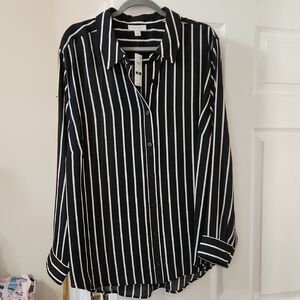 Striped Black Button-Down Shirt - Women